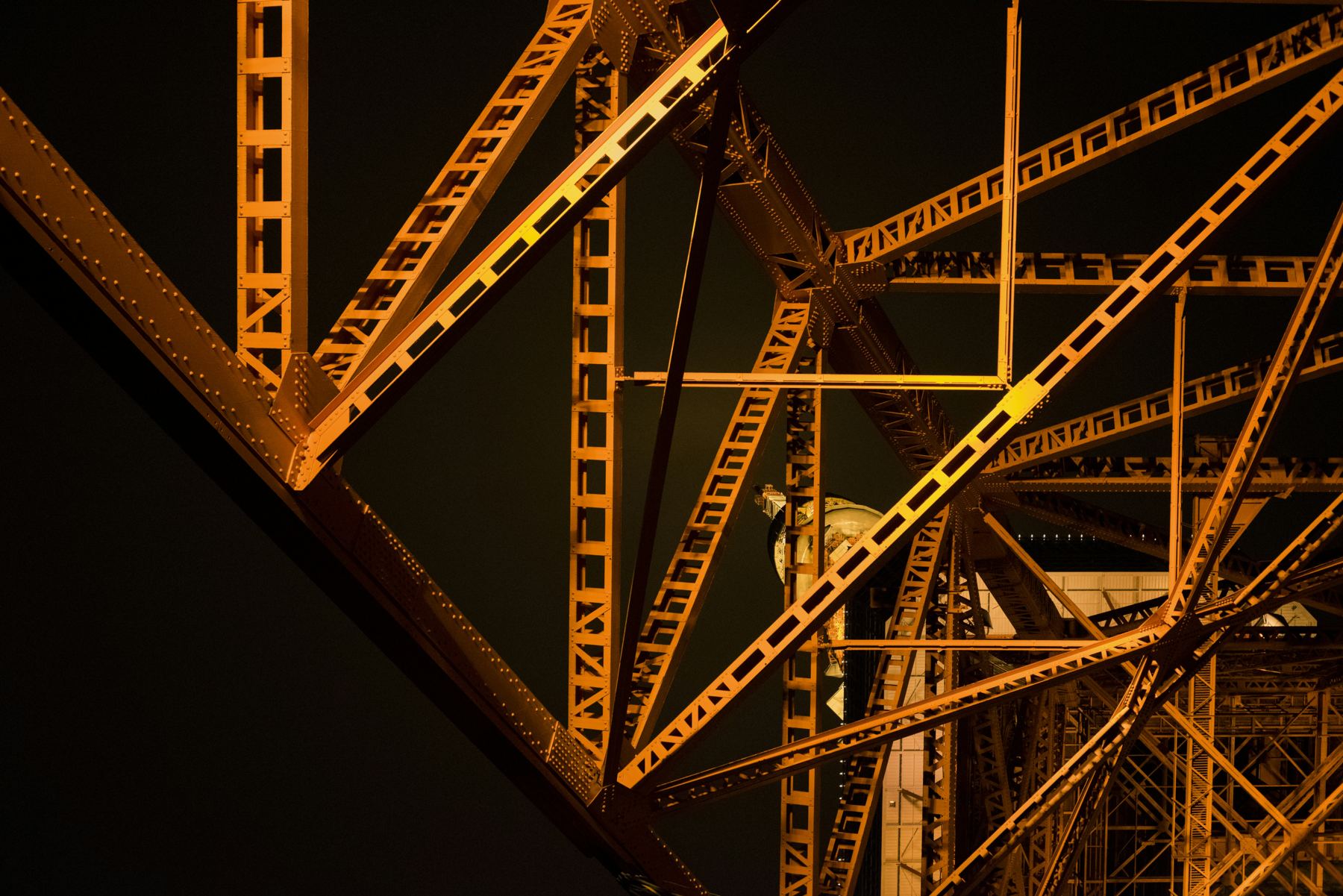 Structural steel framing and bolted connections on a building project